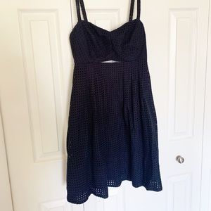 Club Monaco navy eyelet cut out dress